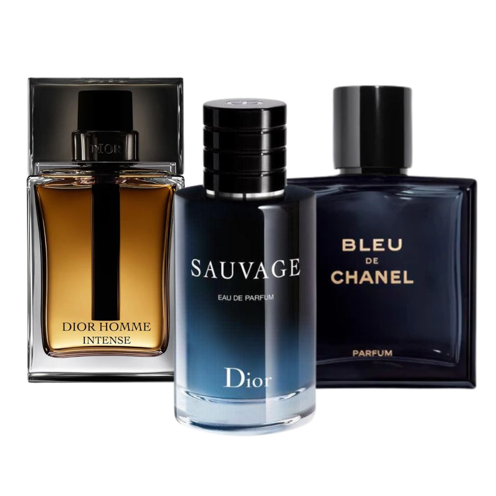 3 Parfums Sauvage Dior, Bleu de Chanel, Dior Homme Intense- Eau de Parfum - Herrenparfum