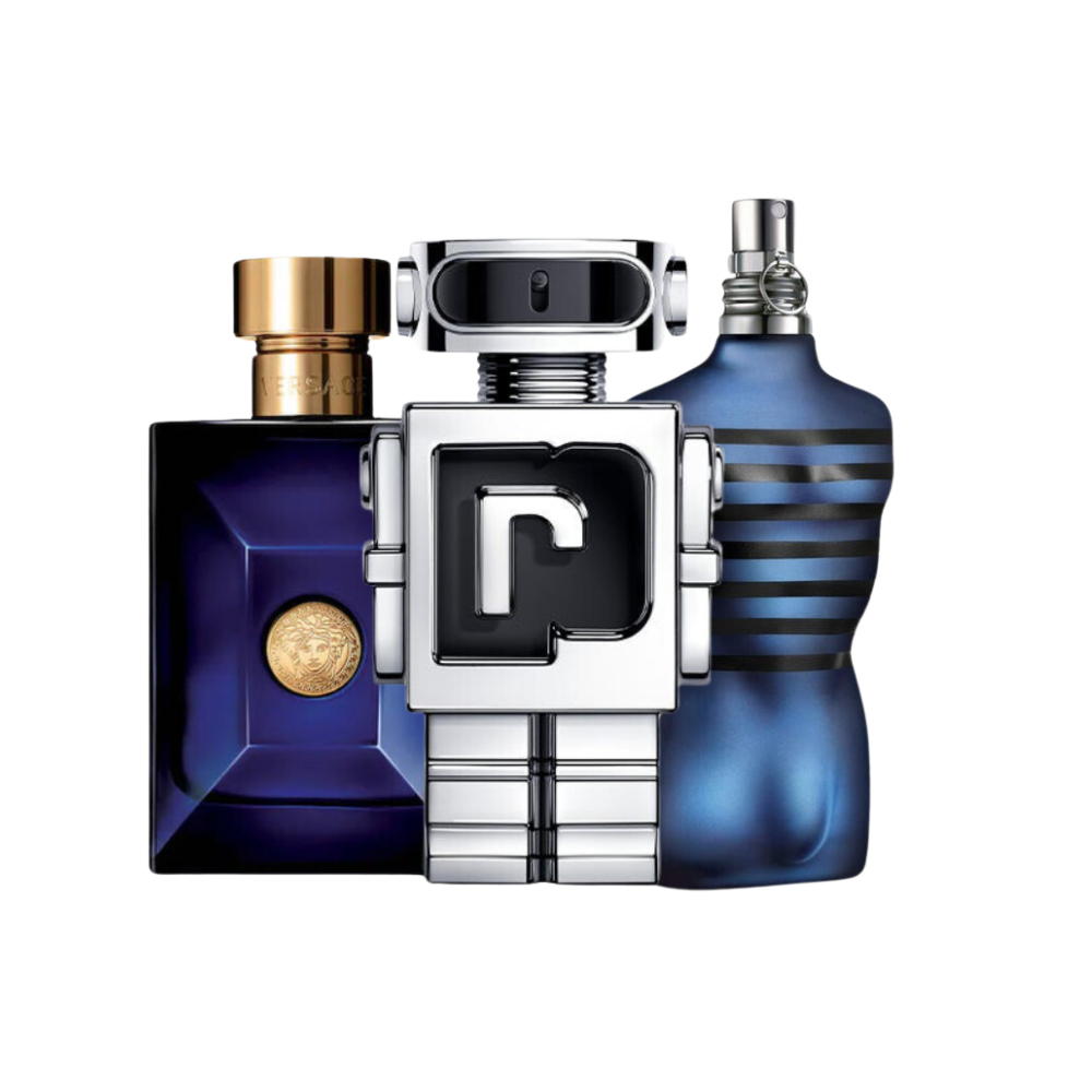 3 Parfums Versace DYLAN BLUE, Paco Rabanne PHANTOM und Jean Paul Gaultier ULTRA MALE (Eau de Parfum)- Herrenparfum