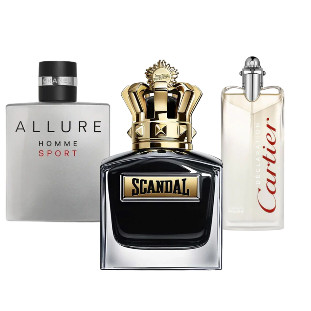 3 Parfums Allure Homme Sport, Jean Paul Gaultier Scandal, Cartier Declaration - Eau de Toilette - Herrenparfum