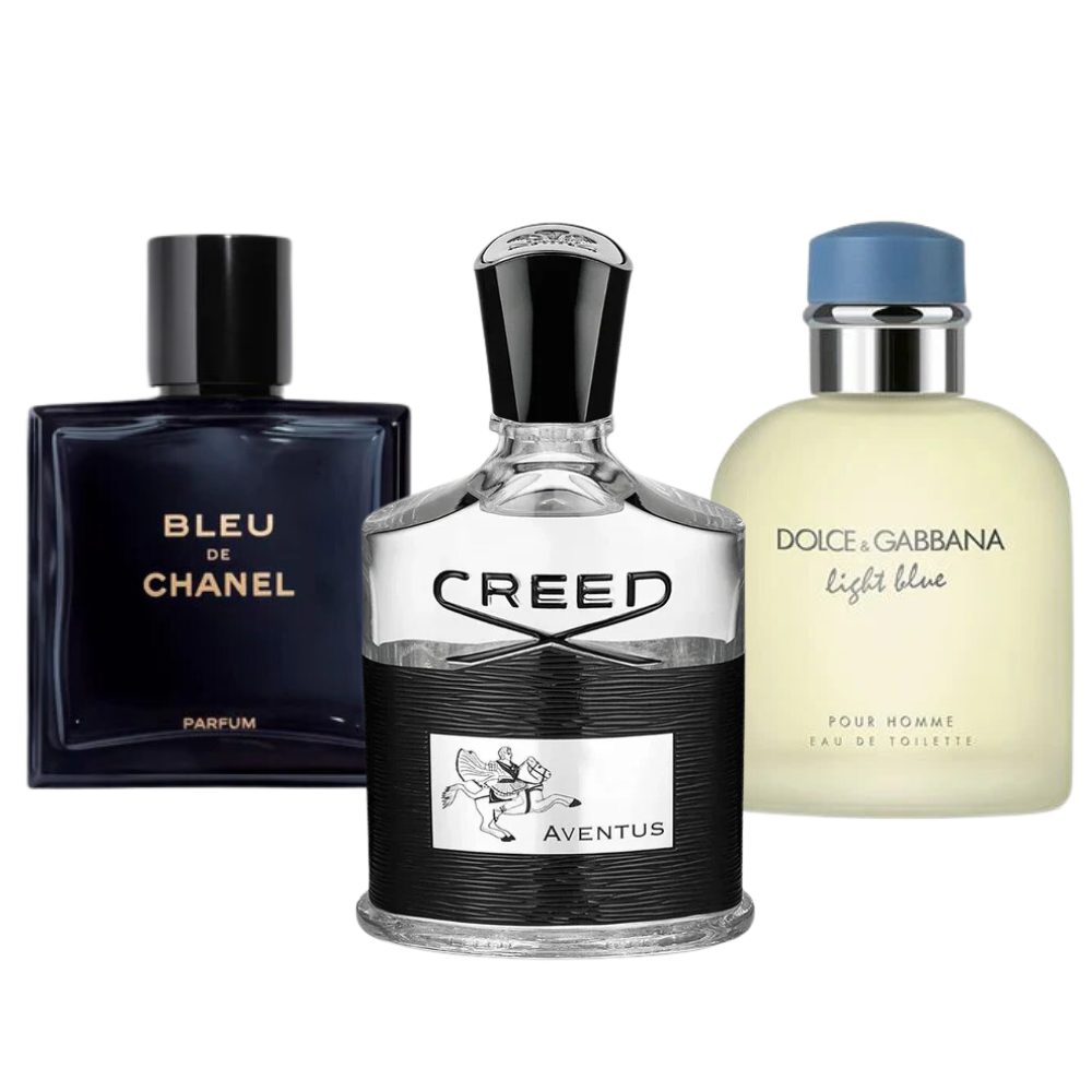 3 Parfums Bleu de Chanel, Creed Aventus, Dolce Gabbana Light Blue - Eau de Parfum - Herrenparfum