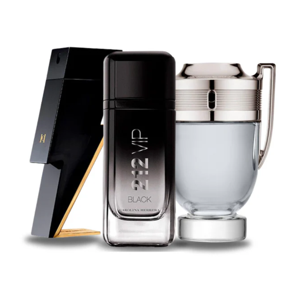 3 Parfums Carolina Herrera BAD BOY, Carolina Herrera 212 VIP BLACK e Paco Rabanne INVICTUS - Eau de Parfum - Herrenparfum