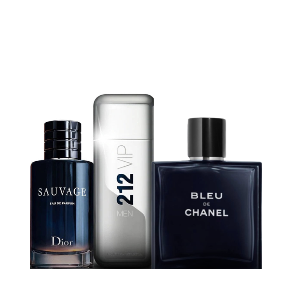 Combo 3 Herrenparfums – Sauvage Dior + Bleu de Chanel und 212 Carolina Herrera 50ml - Eau de Parfum