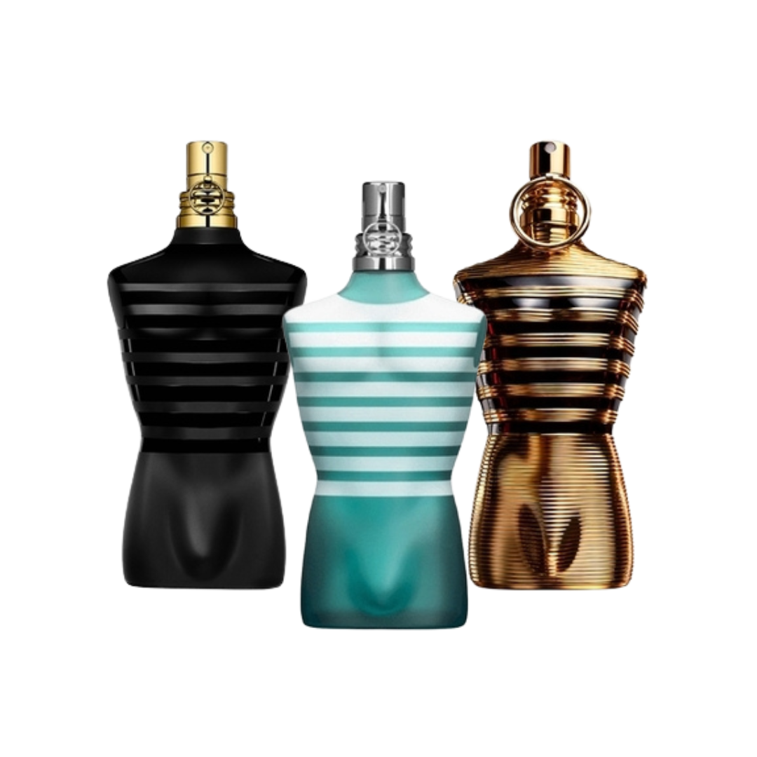 3 Parfums Jean Paul Gaultier LE MALE, Jean Paul Gaultier LE MALE PARFUM und Jean Paul Gaultier LE MALE ELIXIR (Eau de Parfum)- Herrenparfum