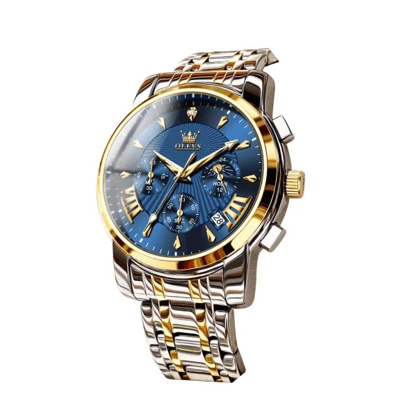 Olevs Herren Chronographen-Uhr Biarritz | Blau und Gold