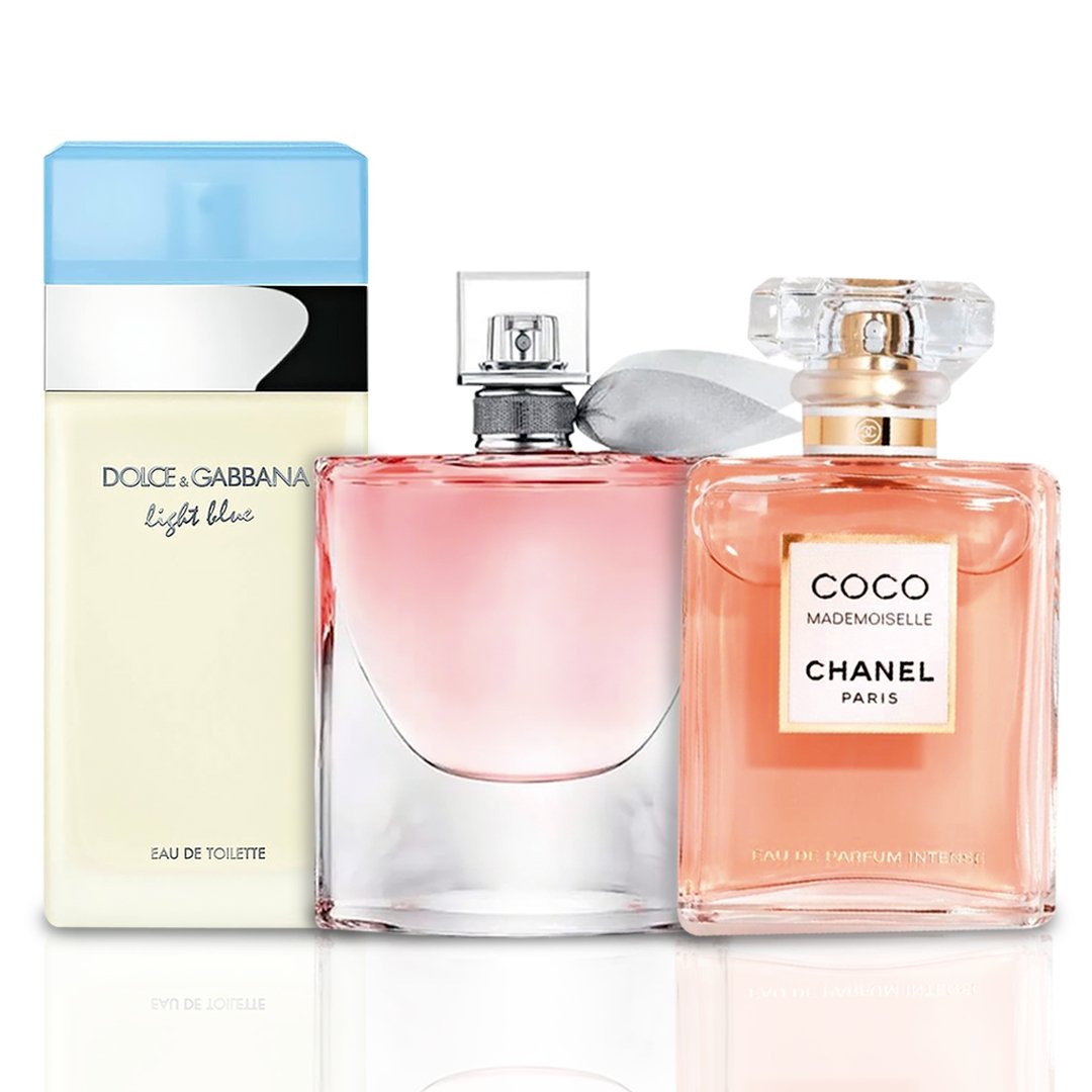 Combo aus 3 Damenparfums - La Vie est Belle, Mademoiselle und Light Blue - Eau de Parfum